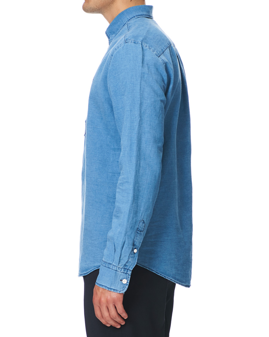Mies | Kauluspaidat | Morris | Harold Denim Button Under Popover Shirt Blue