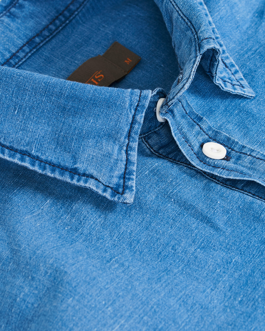 Mies | Kauluspaidat | Morris | Harold Denim Button Under Popover Shirt Blue