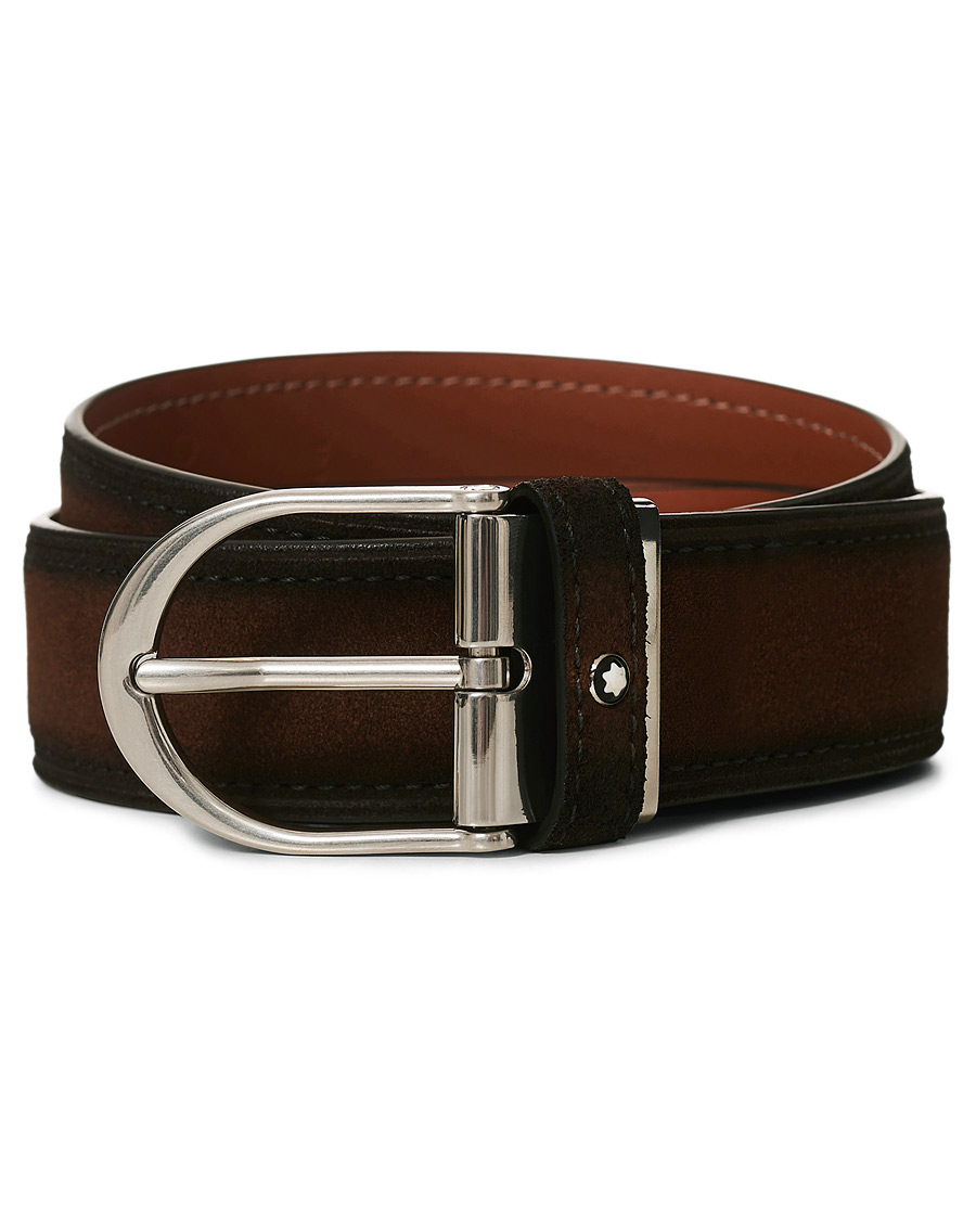 Mies | Montblanc Horseshoe Buckle Belt 35mm Light Brown Suede | Montblanc | Horseshoe Buckle Belt 35mm Light Brown Suede