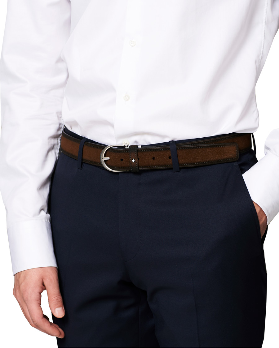 Mies | Montblanc Horseshoe Buckle Belt 35mm Light Brown Suede | Montblanc | Horseshoe Buckle Belt 35mm Light Brown Suede