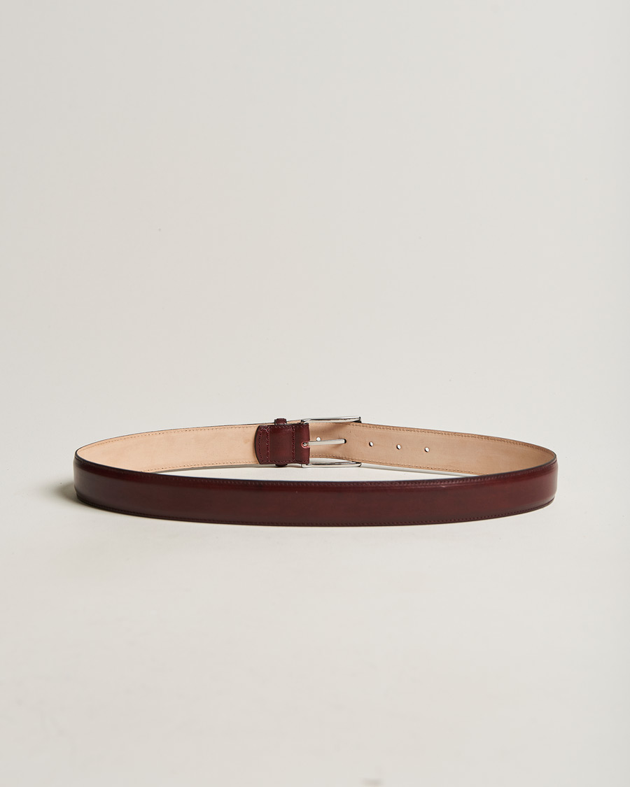 Mies | Sileät vyöt | Loake 1880 | Henry Leather Belt 3,3 cm Burgundy