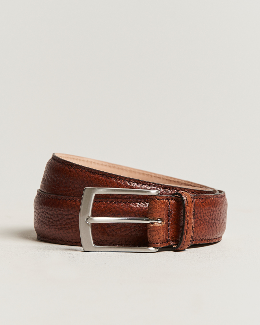 Mies | Vyöt | Loake 1880 | Henry Grained Leather Belt 3,3 cm Mahogany