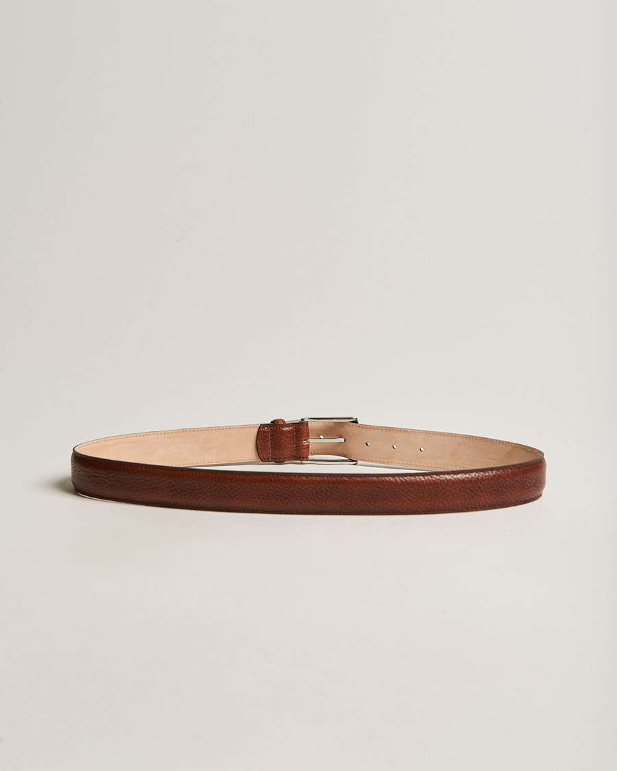 Mies | Business & Beyond | Loake 1880 | Henry Grained Leather Belt 3,3 cm Mahogany