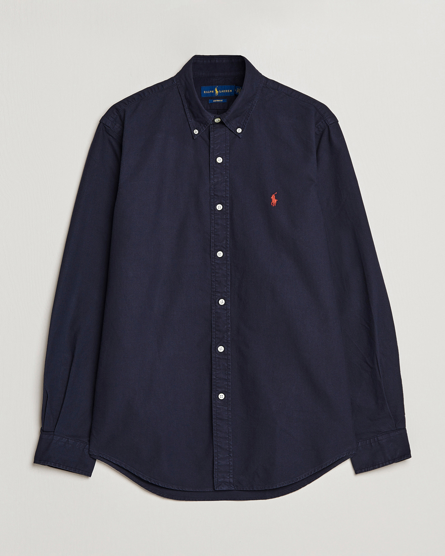 Miehet |  | Polo Ralph Lauren | Custom Fit Garment Dyed Oxford Shirt Navy