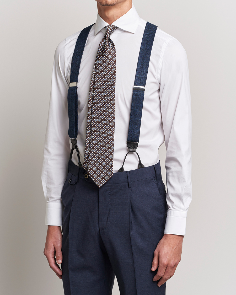Mies | Albert Thurston Hardy Minnis Bamboo Braces 38mm Navy | Albert Thurston | Hardy Minnis Bamboo Braces 38mm Navy