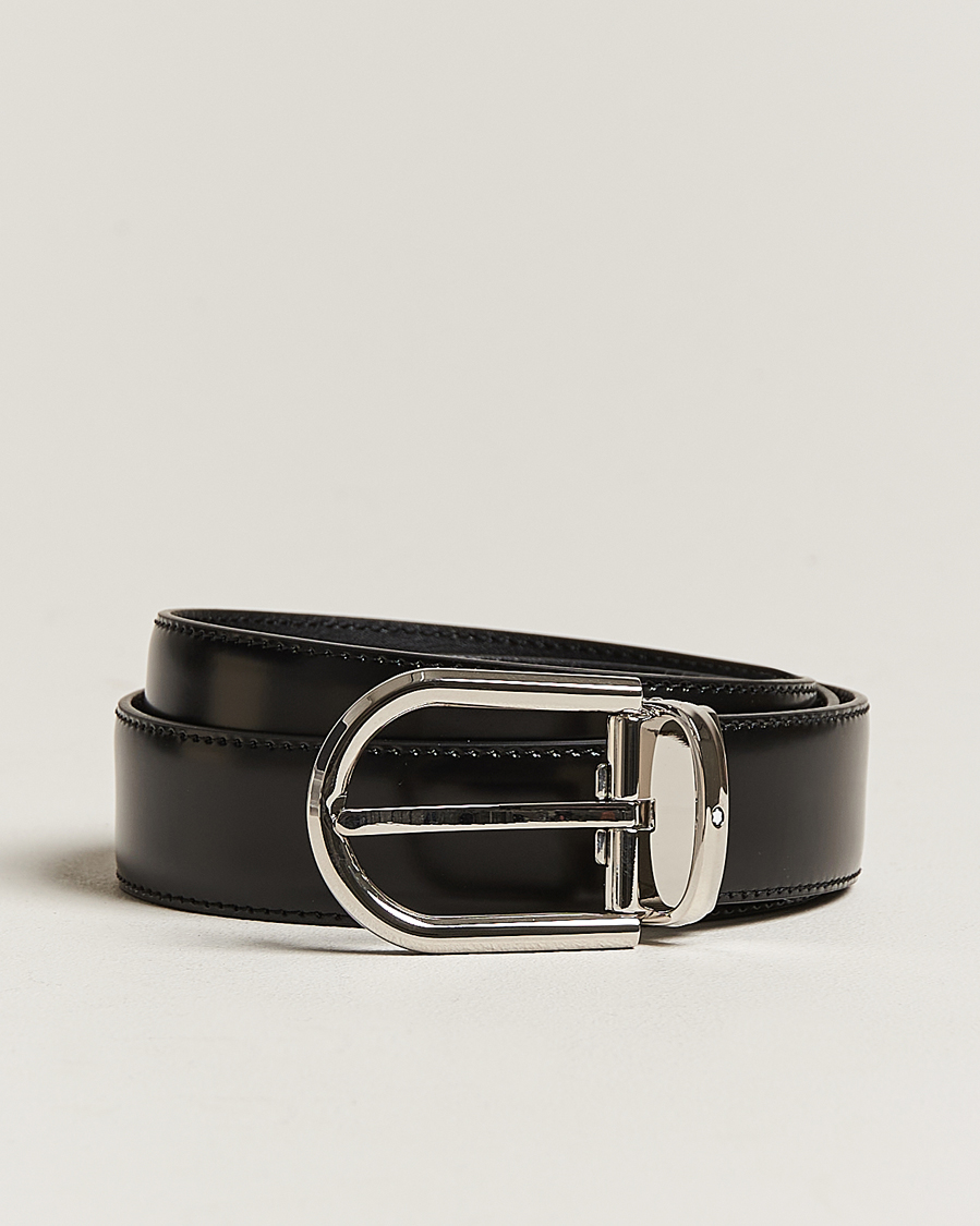 Miehet |  | Montblanc | Horseshoe Coated Buckle 30mm Leather Belt Black