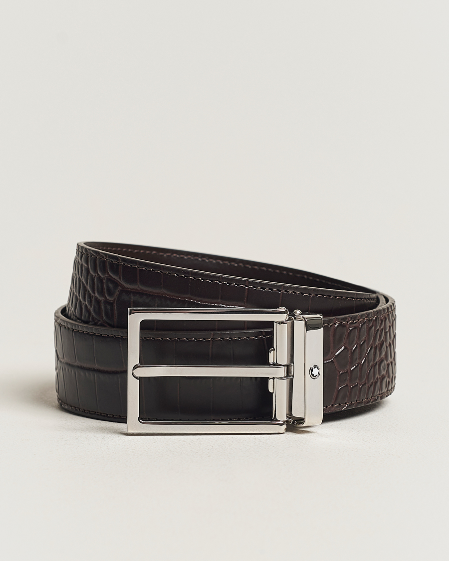 Miehet |  | Montblanc | Square Buckle Alligator Printed 35mm Leather Belt Brown