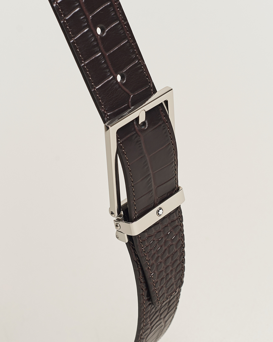 Mies | Montblanc Square Buckle Alligator Printed 35mm Leather Belt Brown | Montblanc | Square Buckle Alligator Printed 35mm Leather Belt Brown