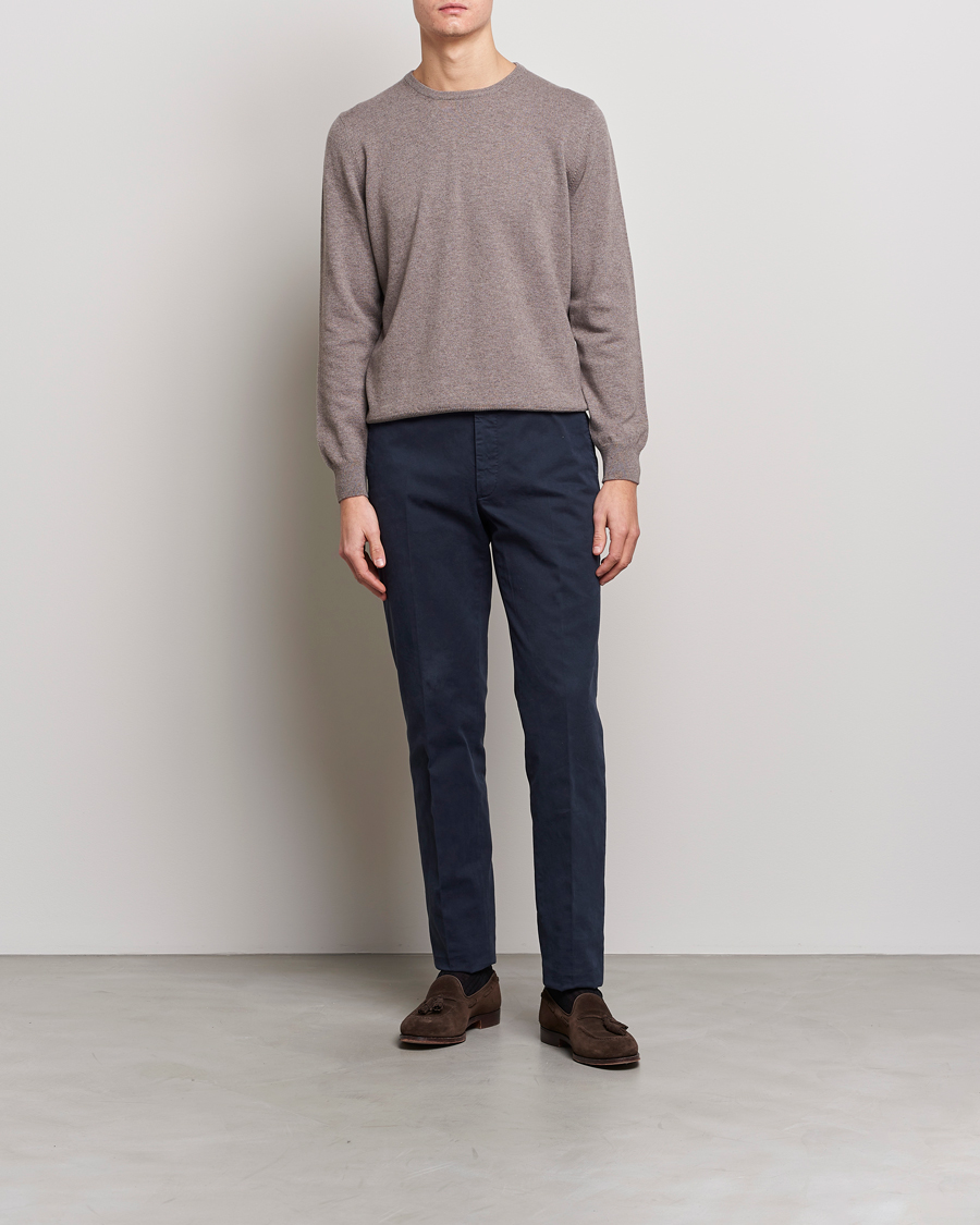Mies | Puserot | Gran Sasso | Wool/Cashmere Crew Neck Mud Brown