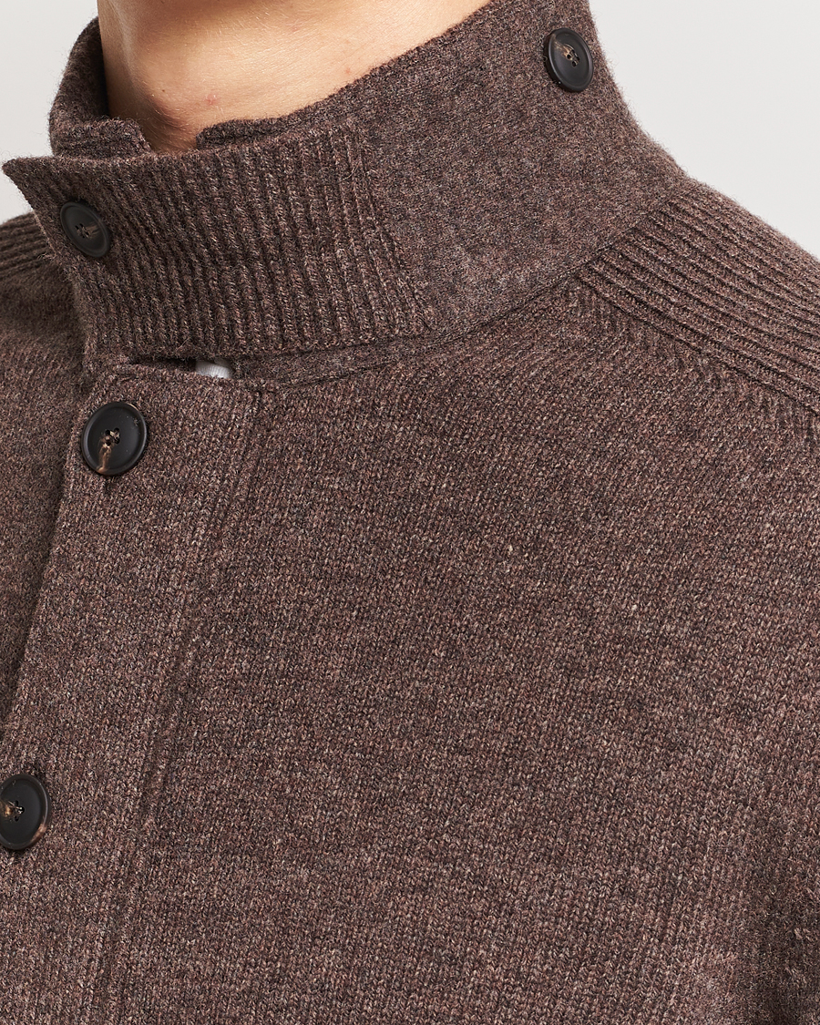 Mies | Puserot | Gran Sasso | Heavy Wool Cardigan Brown Melange