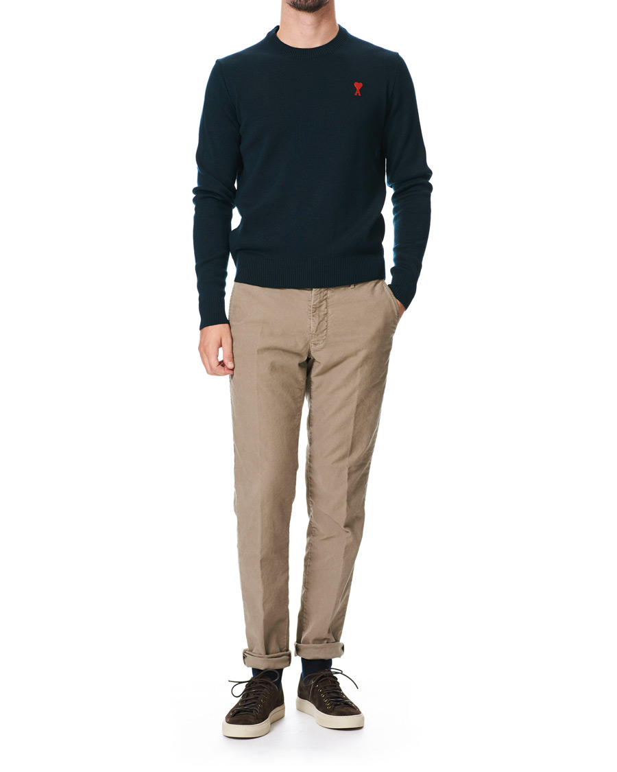 Mies | Puserot | AMI | Heart Logo Merino Sweater Dark Green