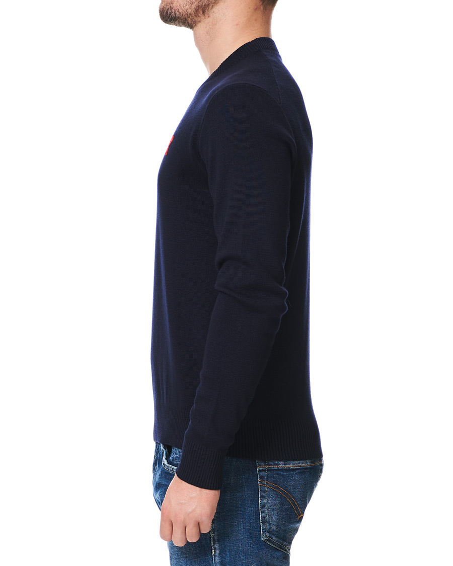 Mies | Puserot | AMI | Heart Logo Merino Sweater Navy
