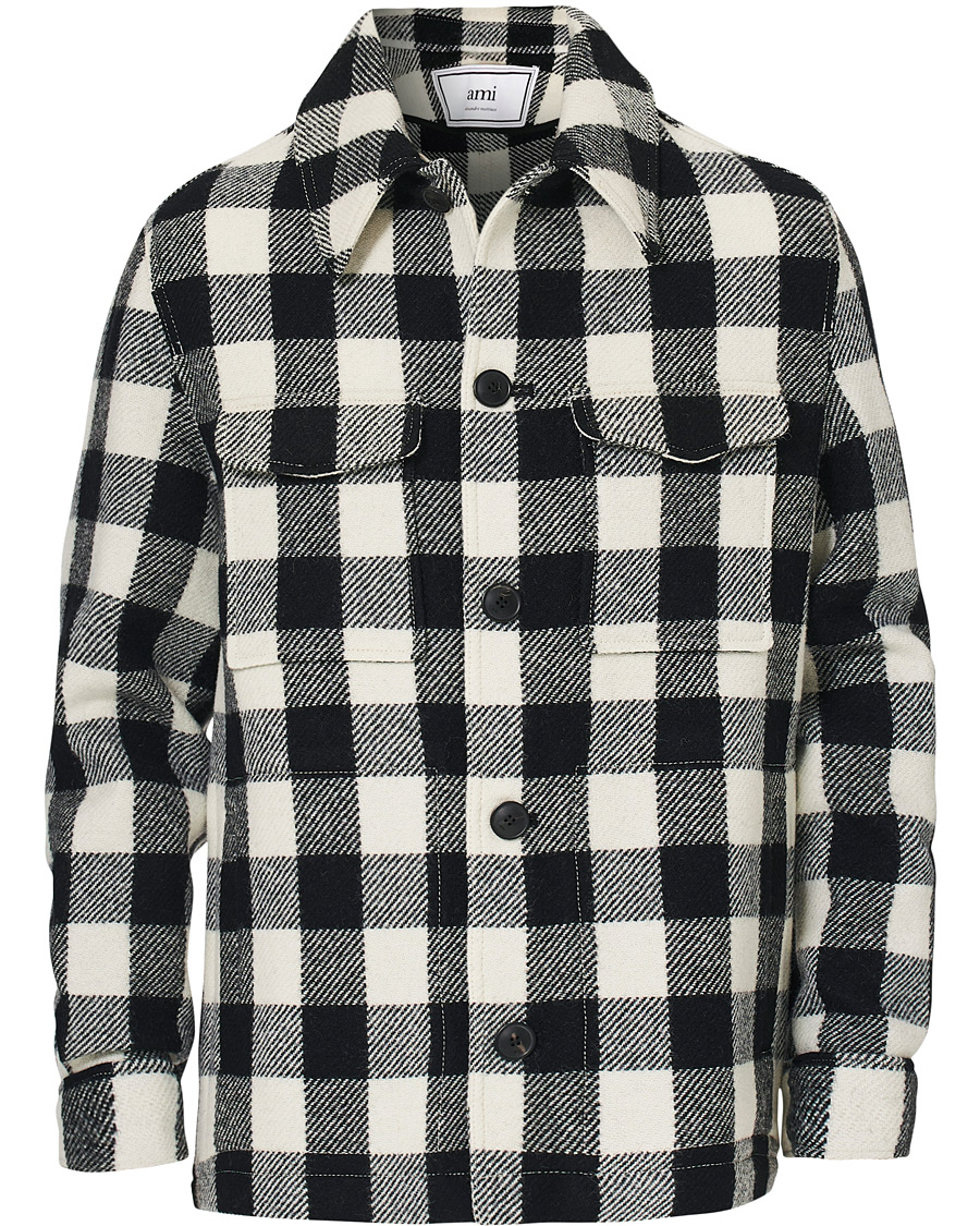 Mies | Takit | AMI | Overcheck Flannel Shirt Jacket Black/White