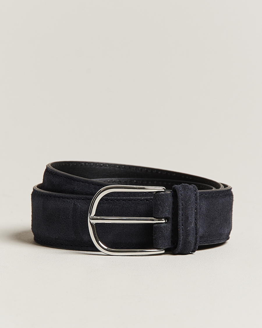 Mies | Vyöt | Anderson's | Suede 3,5 cm Belt Navy