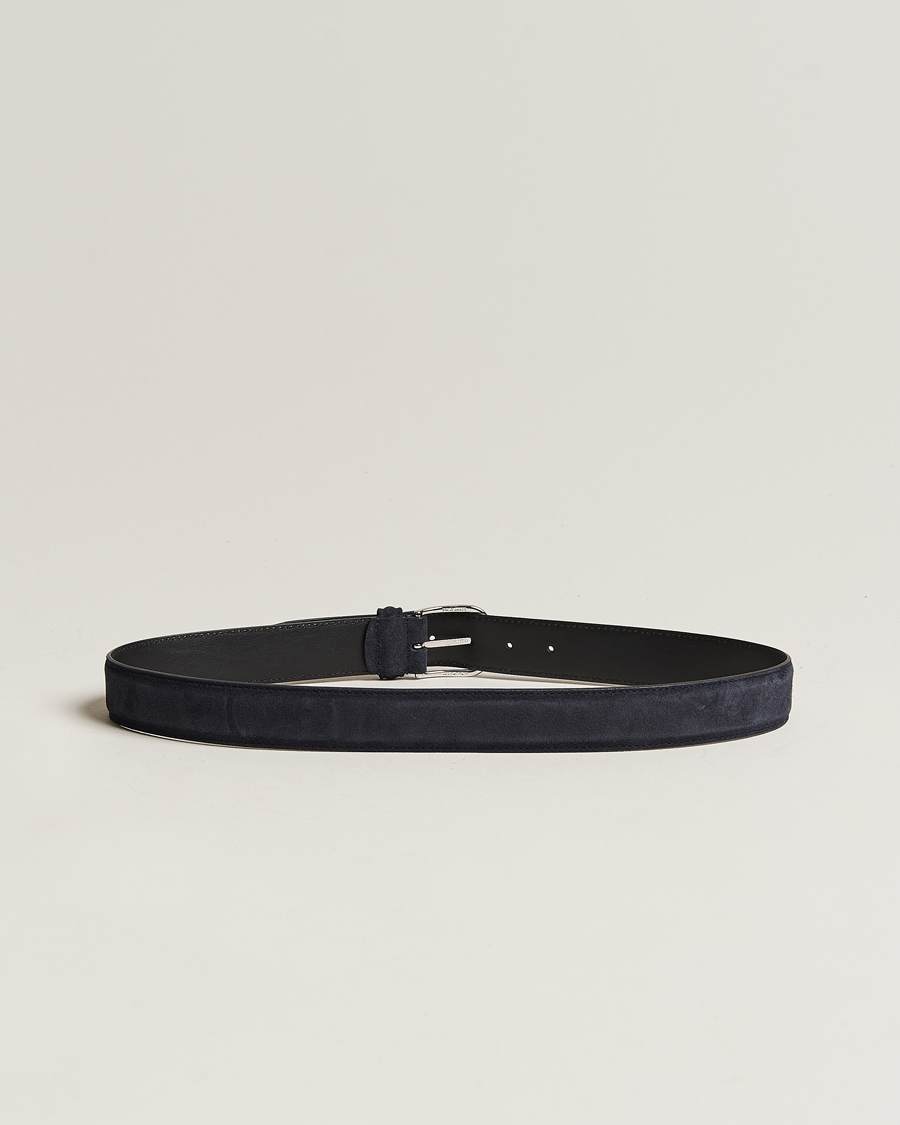 Mies | Vyöt | Anderson's | Suede 3,5 cm Belt Navy