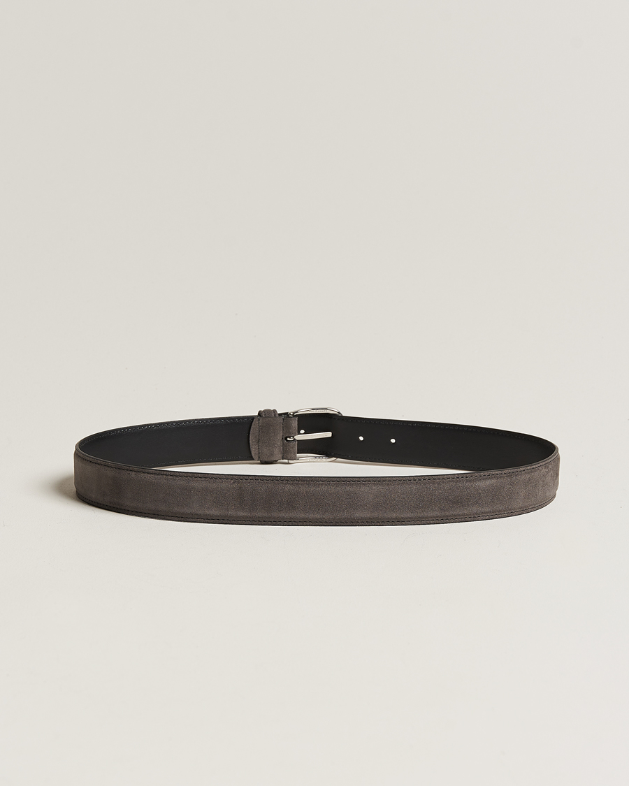 Mies | Italian Department | Anderson's | Suede 3,5 cm Belt Grey