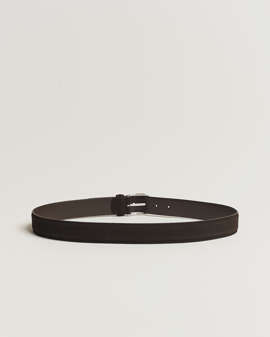 Mies | Vyöt | Anderson's | Suede 3,5 cm Belt Dark Brown