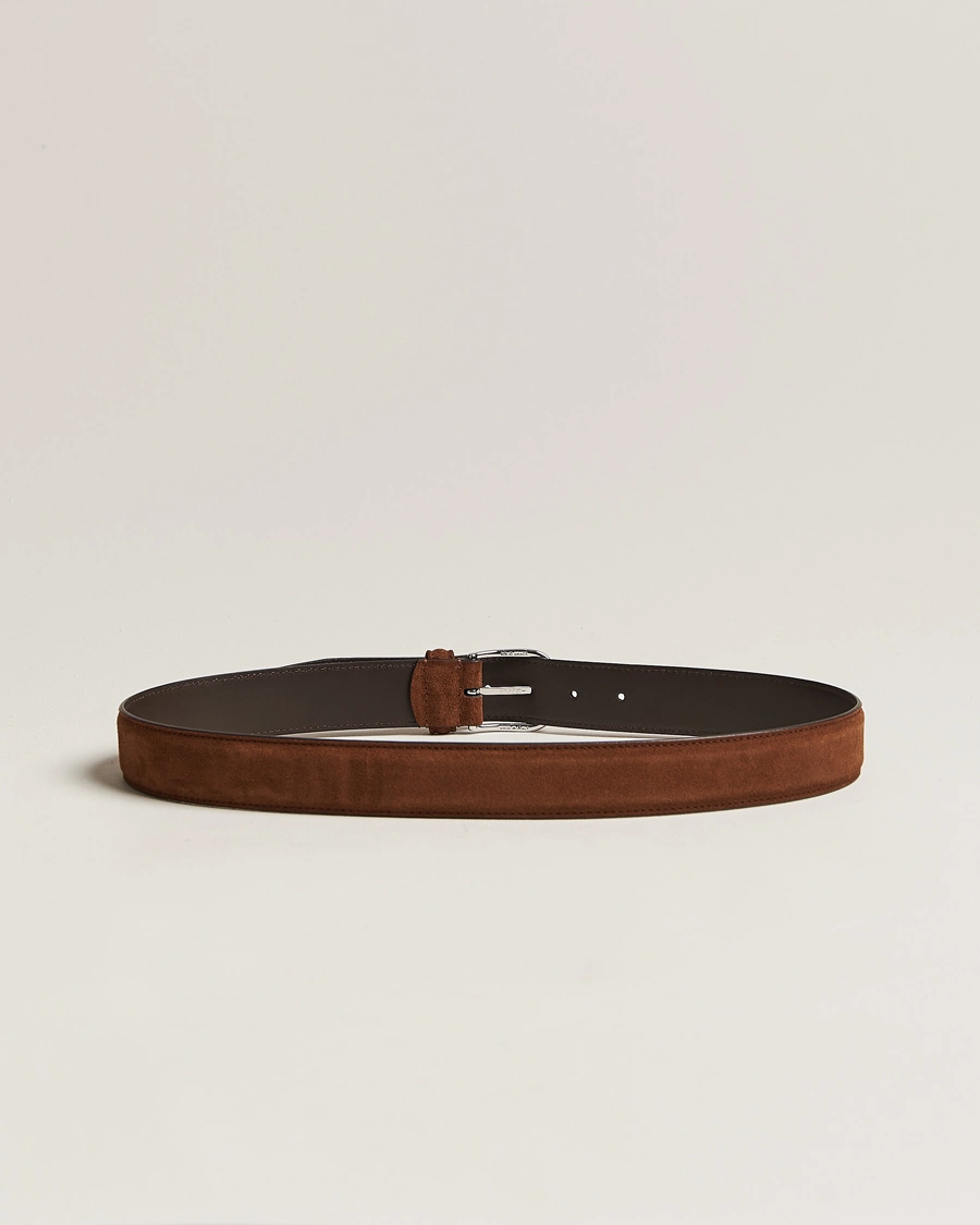 Mies | Vyöt | Anderson's | Suede 3,5 cm Belt Brown