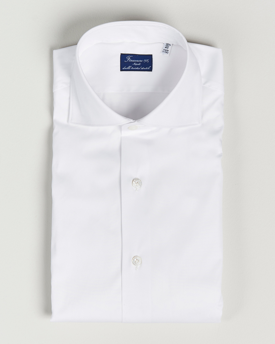 Mies |  | Finamore Napoli | Milano Slim Fit Stretch Shirt White
