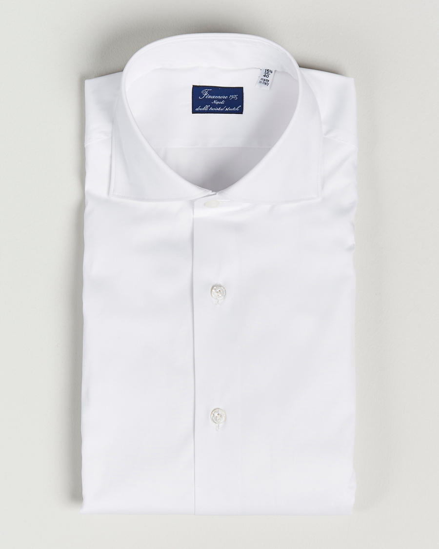 Mies | Kauluspaidat | Finamore Napoli | Milano Slim Fit Stretch Shirt White