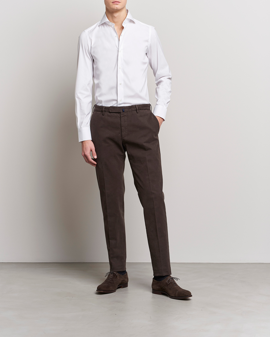 Mies | Kauluspaidat | Finamore Napoli | Milano Slim Fit Stretch Shirt White