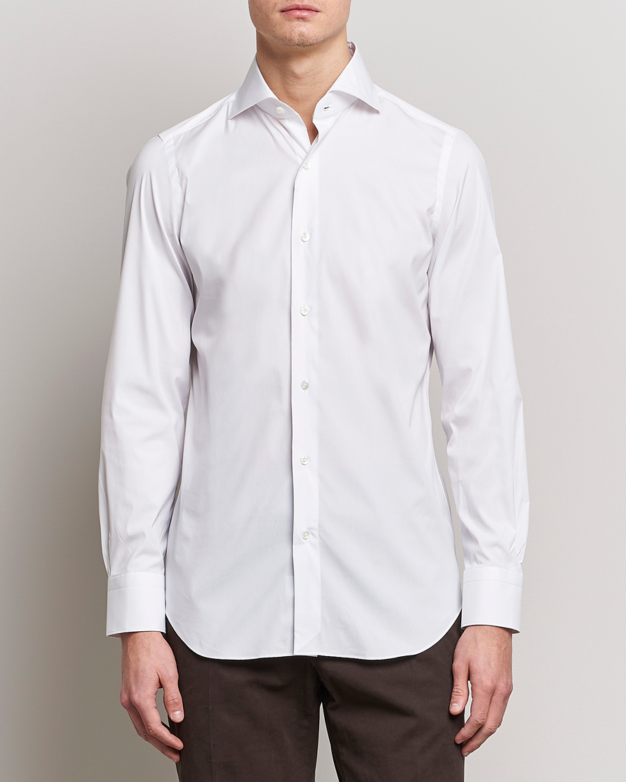 Mies | Kauluspaidat | Finamore Napoli | Milano Slim Fit Stretch Shirt White