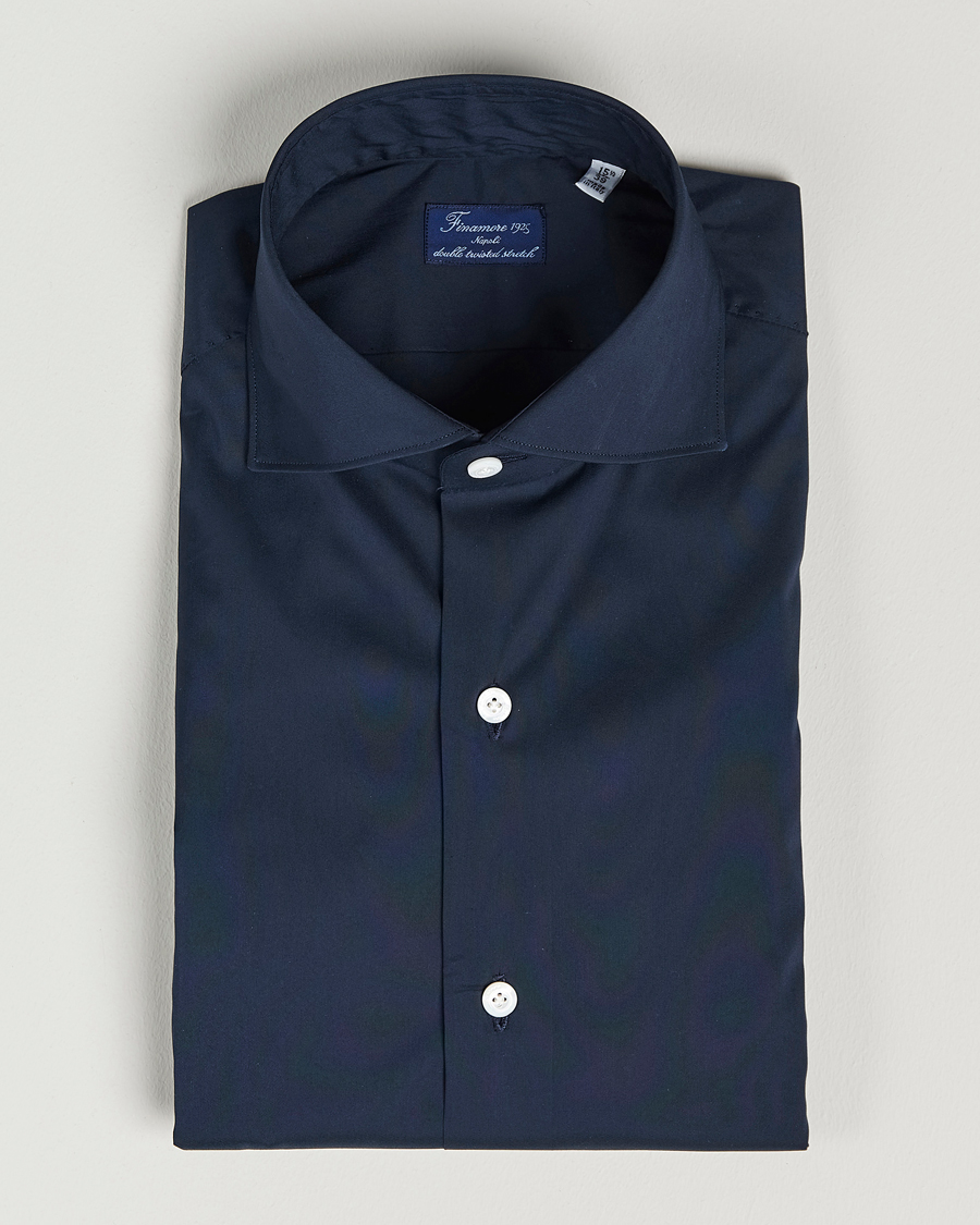 Mies |  | Finamore Napoli | Milano Slim Fit Stretch Shirt Navy
