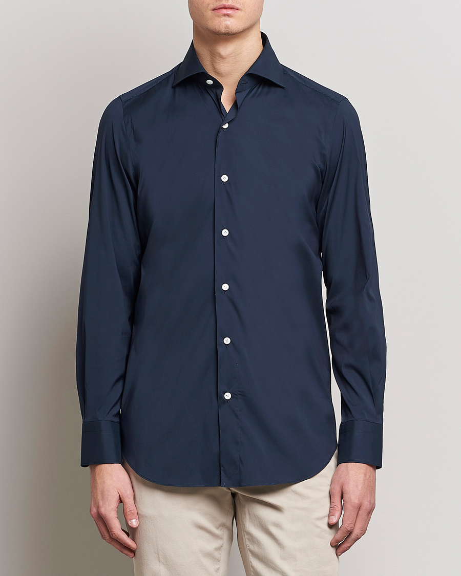 Mies | Kauluspaidat | Finamore Napoli | Milano Slim Fit Stretch Shirt Navy