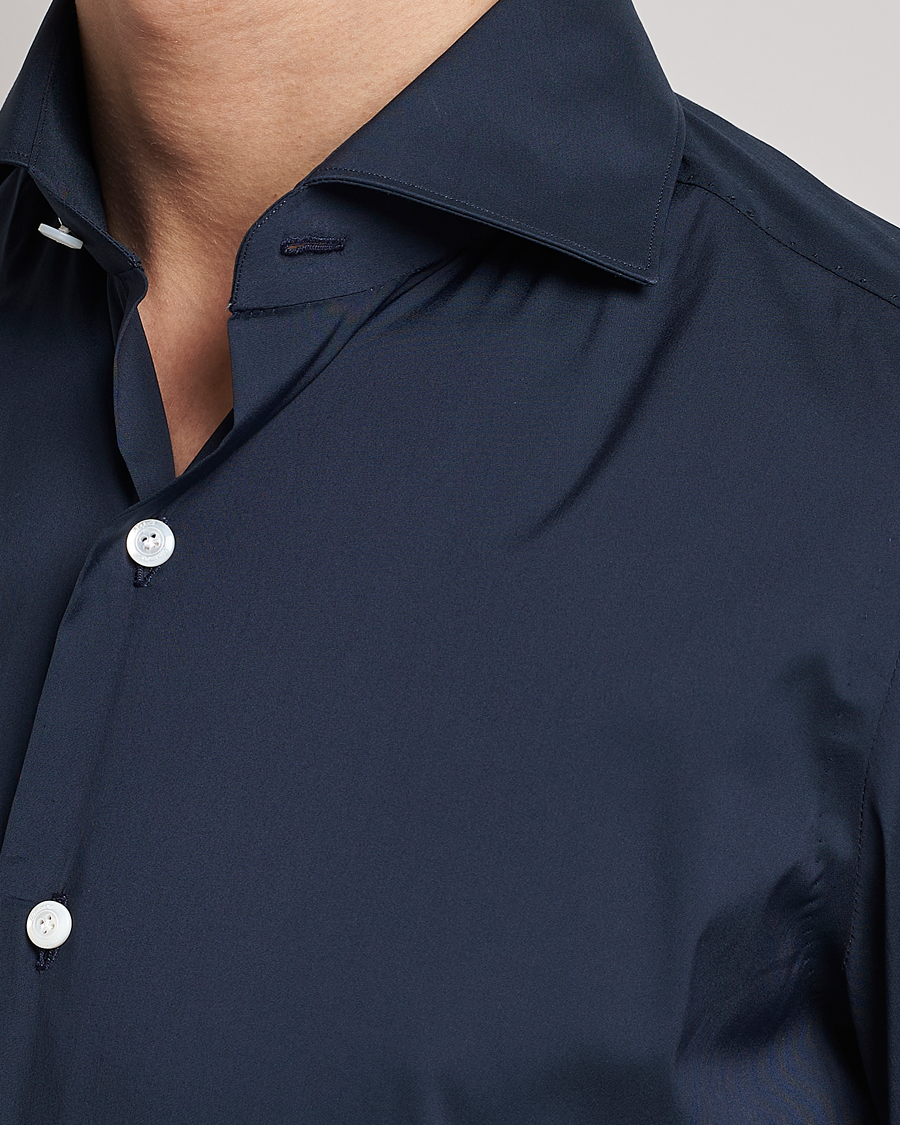 Mies | Kauluspaidat | Finamore Napoli | Milano Slim Fit Stretch Shirt Navy