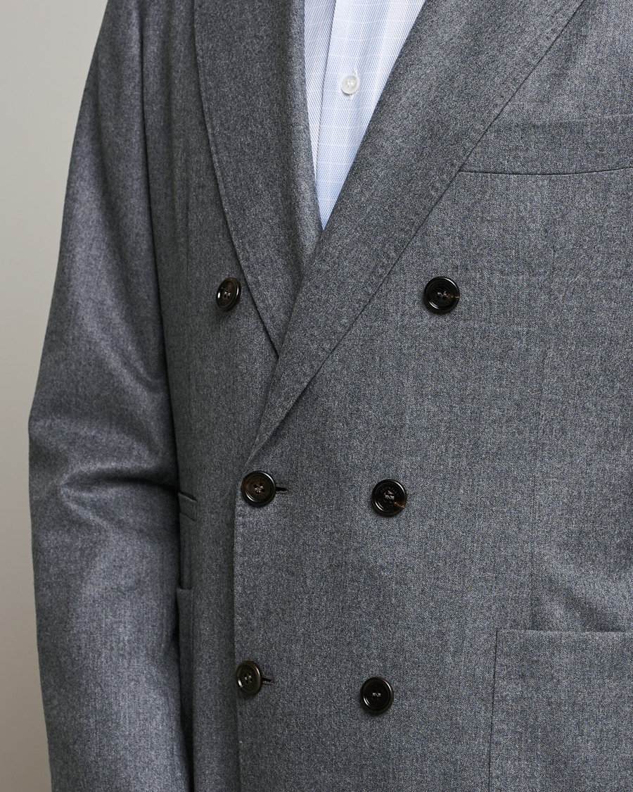 Mies | Pikkutakit | Brunello Cucinelli | Double Breasted Flannel Blazer Grey Melange
