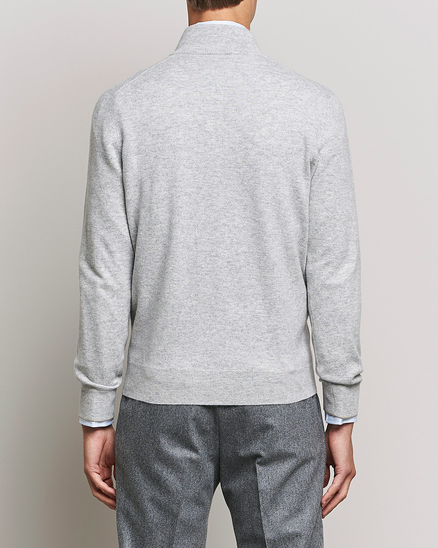 Mies | Puserot | Brunello Cucinelli | 2 Ply Cashmere Half Zip Light Grey