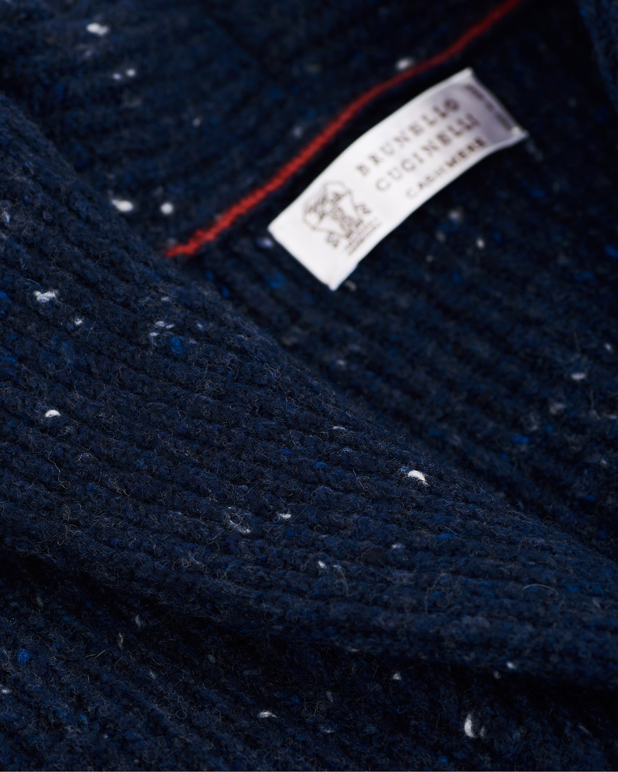 Mies | Puserot | Brunello Cucinelli | Cashmere Blend Shawl Collar Cardigan Dark Blue