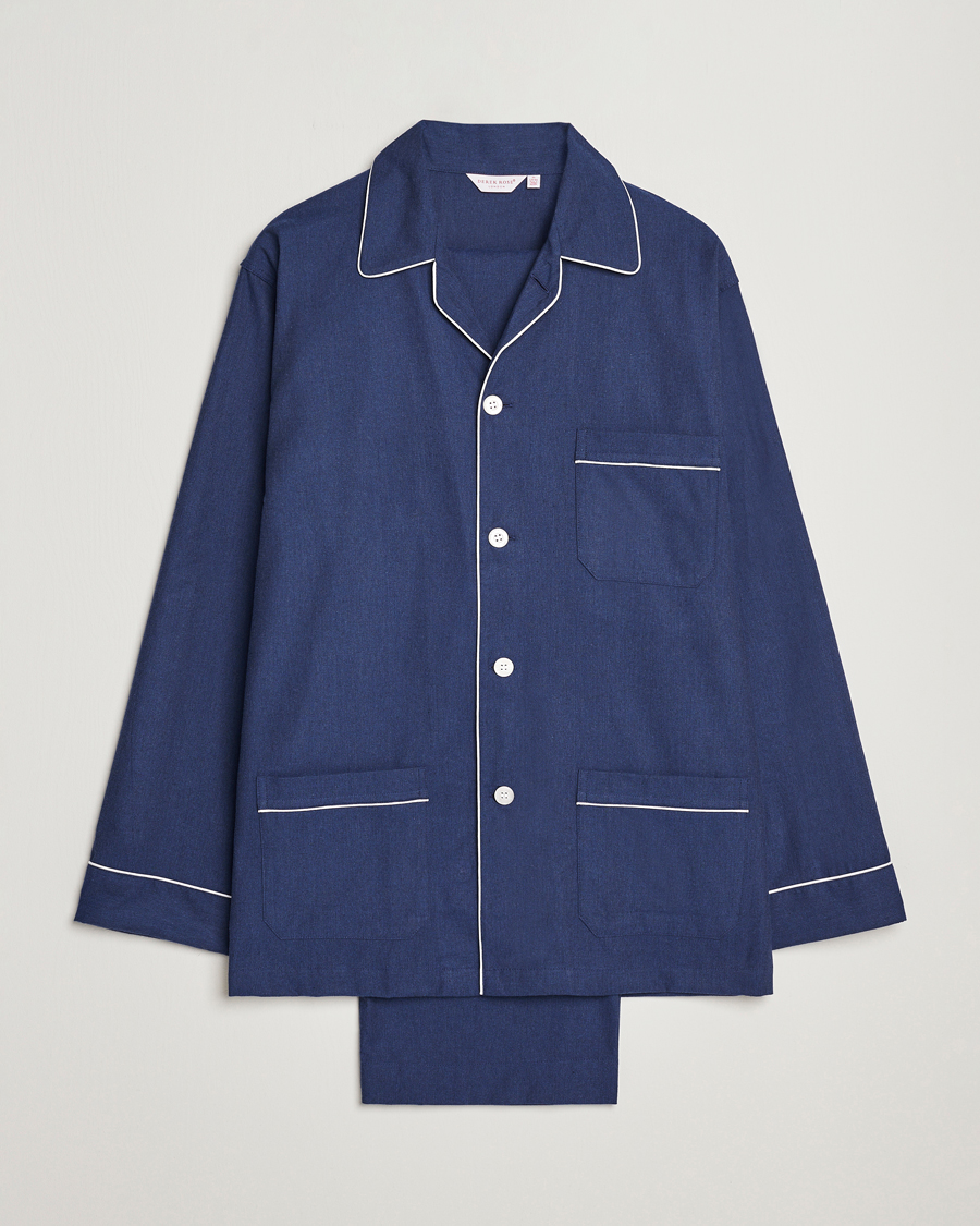 Mies | Yöpuvut ja kylpytakit | Derek Rose | Brushed Cotton Flanell Pyjama Set Navy