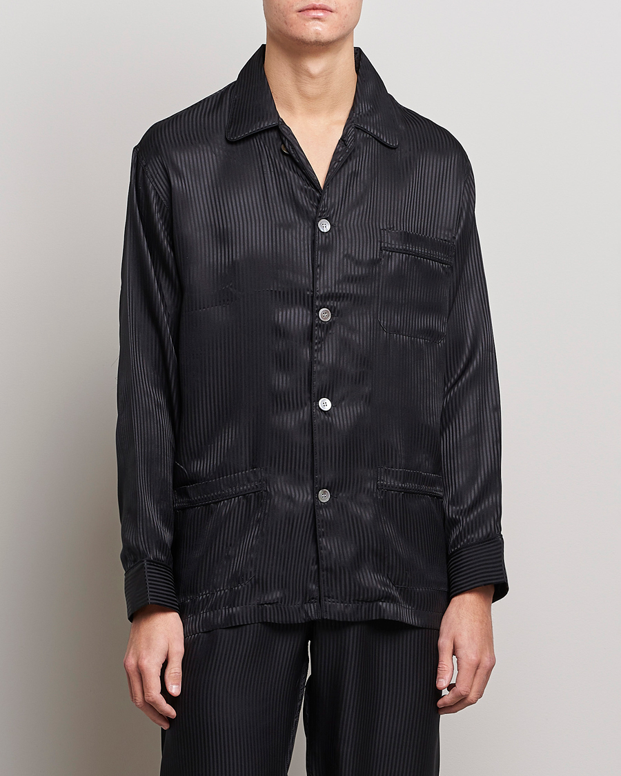 Mies | Yöpuvut ja kylpytakit | Derek Rose | Striped Silk Pyjama Set Black