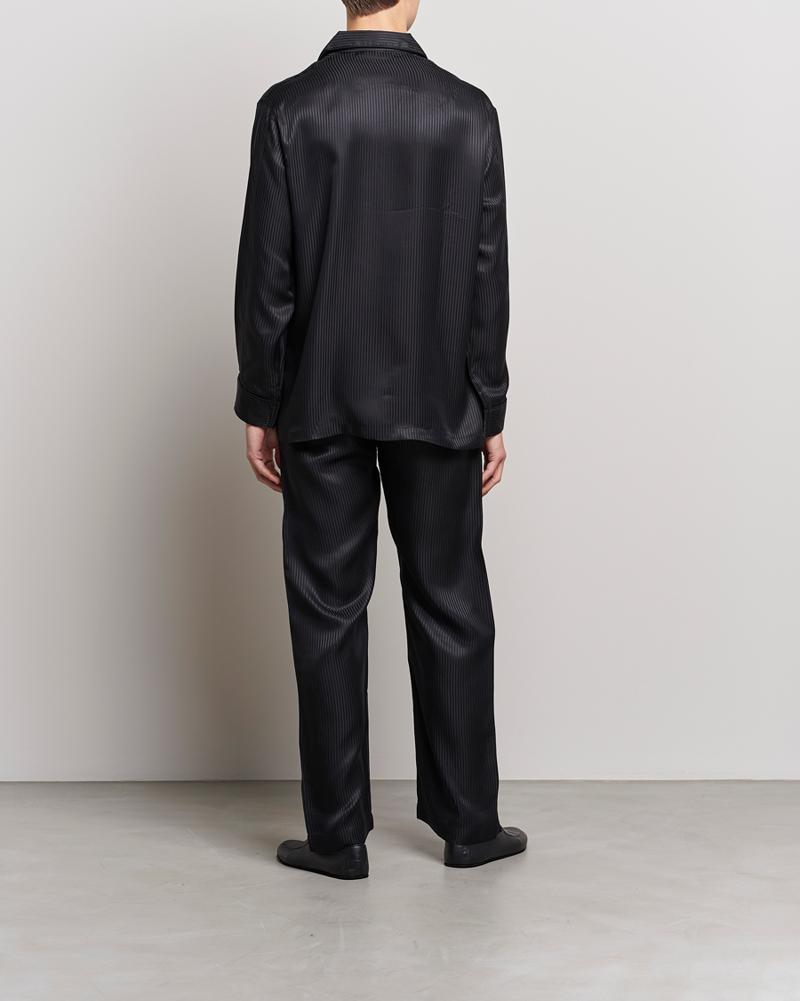 Mies | Yöpuvut ja kylpytakit | Derek Rose | Striped Silk Pyjama Set Black