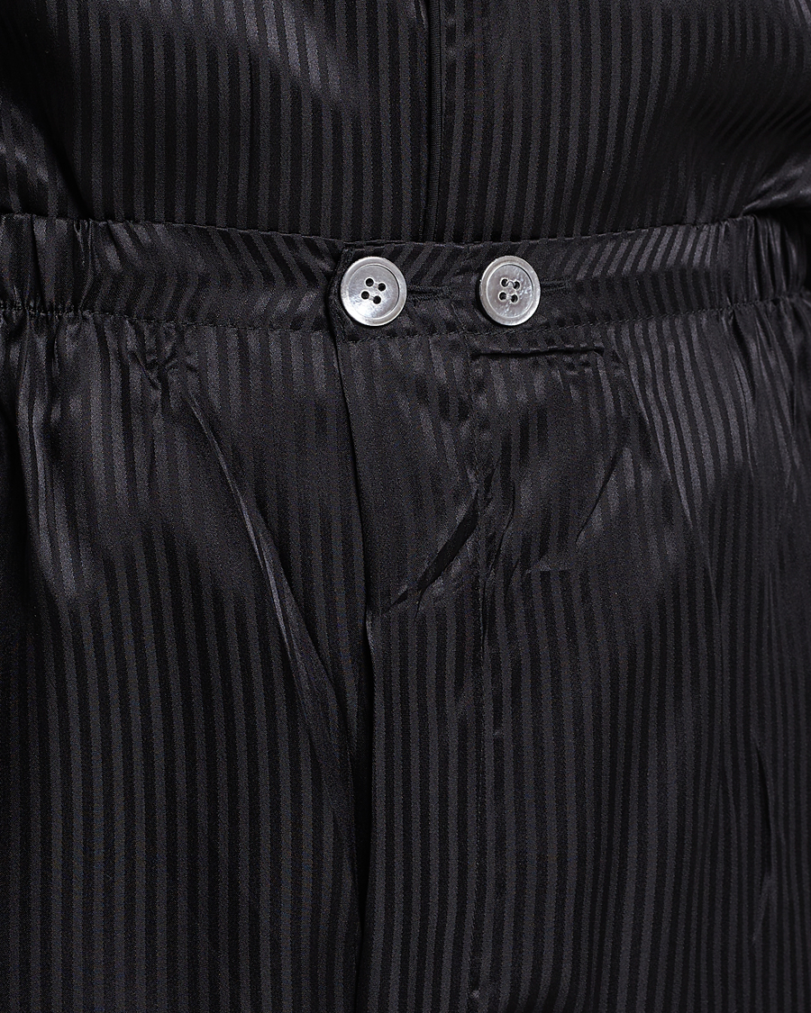 Mies | Yöpuvut ja kylpytakit | Derek Rose | Striped Silk Pyjama Set Black