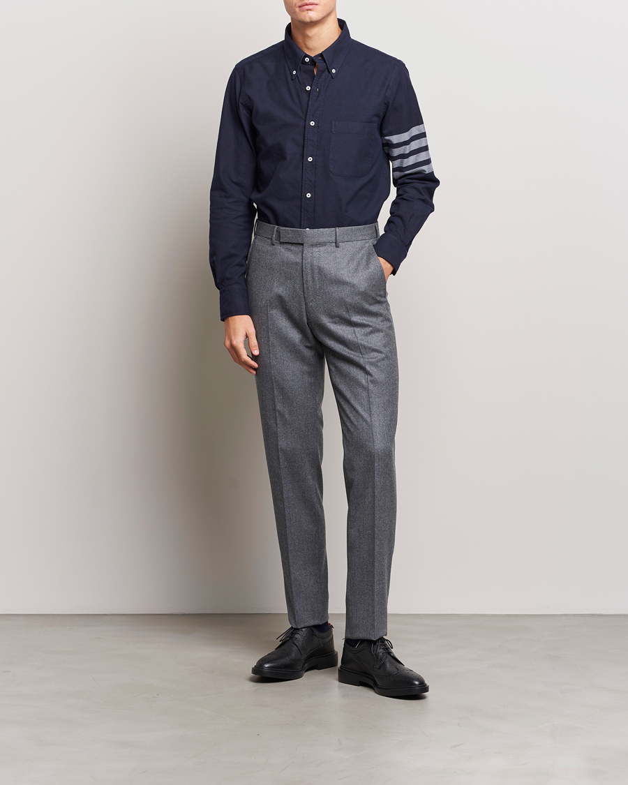 Mies | Kauluspaidat | Thom Browne | 4 Bar Flannel Shirt Navy