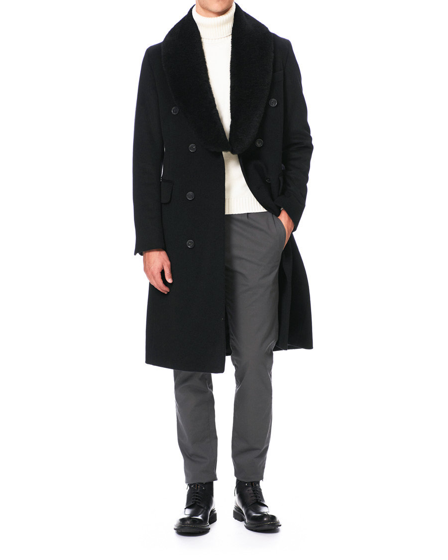 Mies | Takit | Oscar Jacobson | Pekka DB Sherling Collar Coat Black