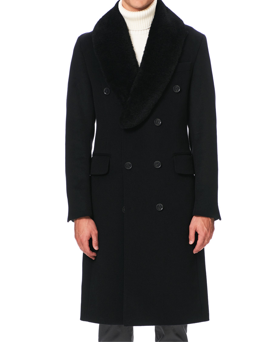 Mies | Takit | Oscar Jacobson | Pekka DB Sherling Collar Coat Black