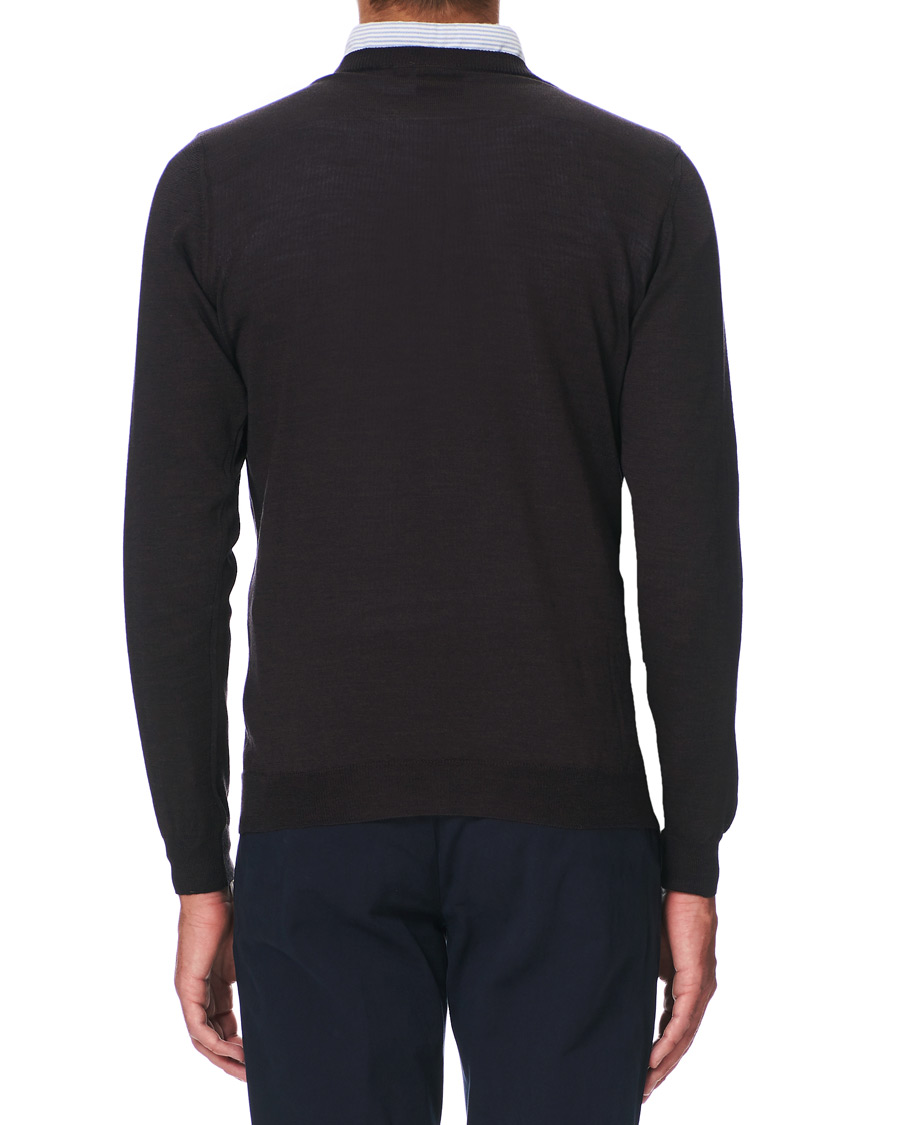Mies | Puserot | Oscar Jacobson | Custer Extra Fine Merino Crew Neck Brown