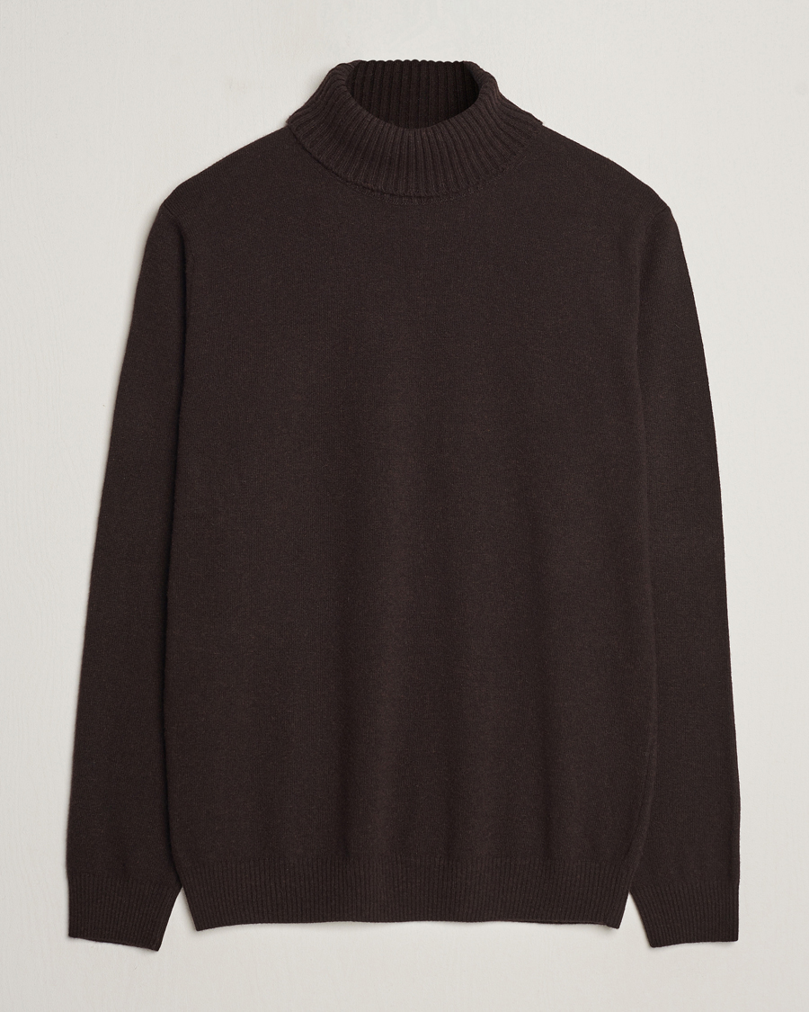 Mies | Puserot | Oscar Jacobson | Salim Wool/Cashmere Rollneck Brown