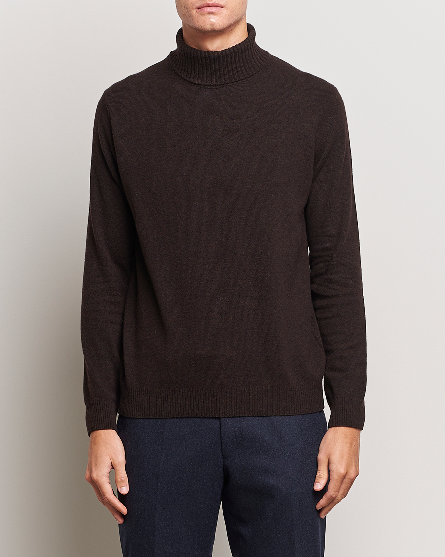 Mies | Puserot | Oscar Jacobson | Salim Wool/Cashmere Rollneck Brown