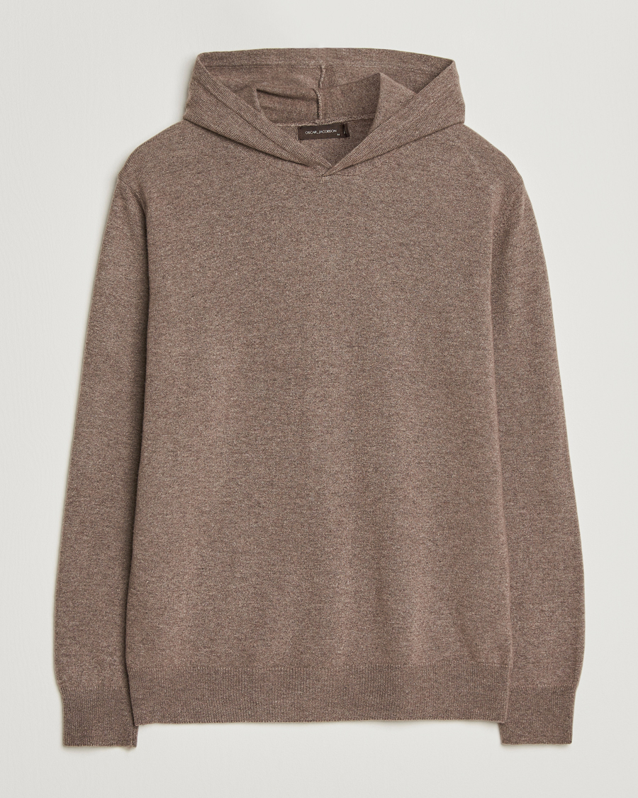 Mies | Puserot | Oscar Jacobson | Pascal Wool/Cashmere Hoodie Light Brown