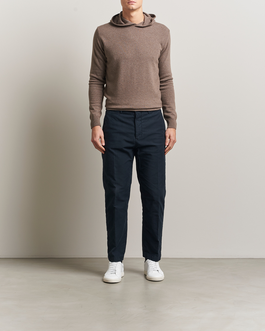 Mies | Puserot | Oscar Jacobson | Pascal Wool/Cashmere Hoodie Light Brown
