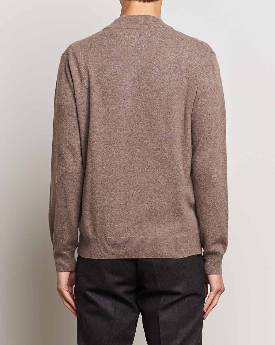 Mies | Puserot | Oscar Jacobson | Patton Wool/Cashmere Half Zip Light Brown