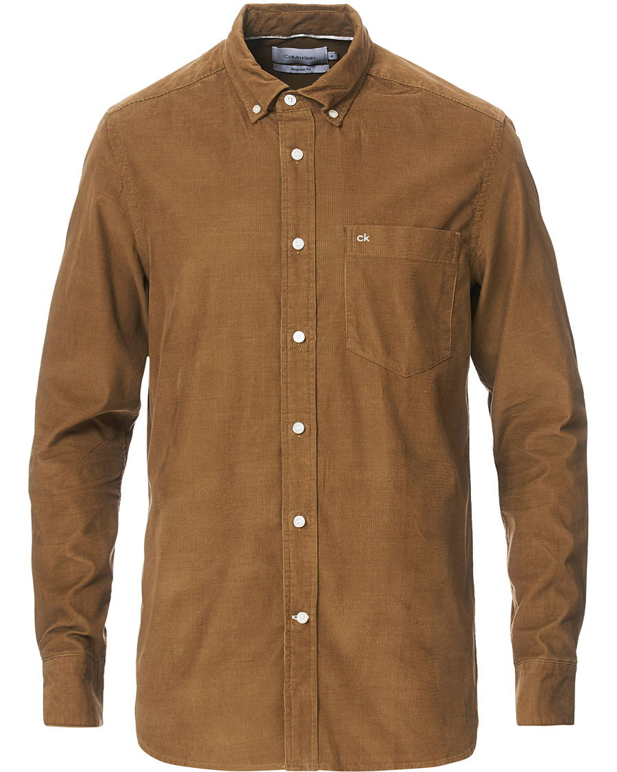 Mies | Kauluspaidat | Calvin Klein | Fine Corduroy Button Down Shirt Caramel