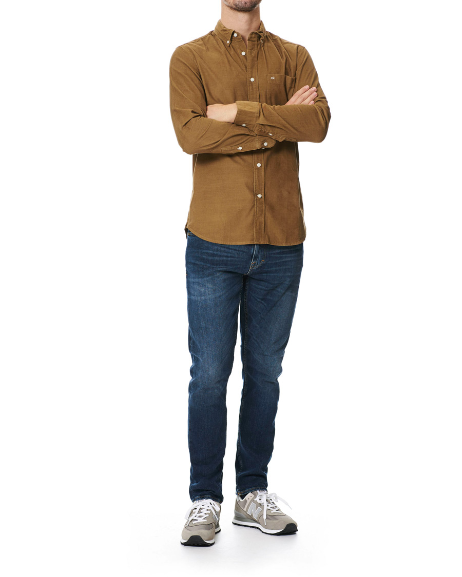 Mies | Kauluspaidat | Calvin Klein | Fine Corduroy Button Down Shirt Caramel