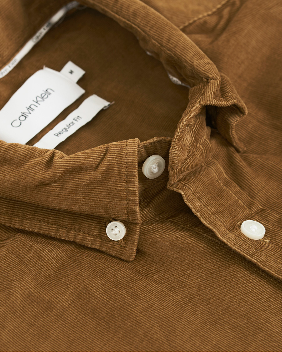 Mies | Kauluspaidat | Calvin Klein | Fine Corduroy Button Down Shirt Caramel