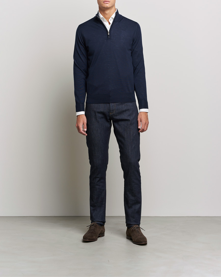 Mies | Farkut | Canali | Slim Fit Stretch Jeans Dark Rinse