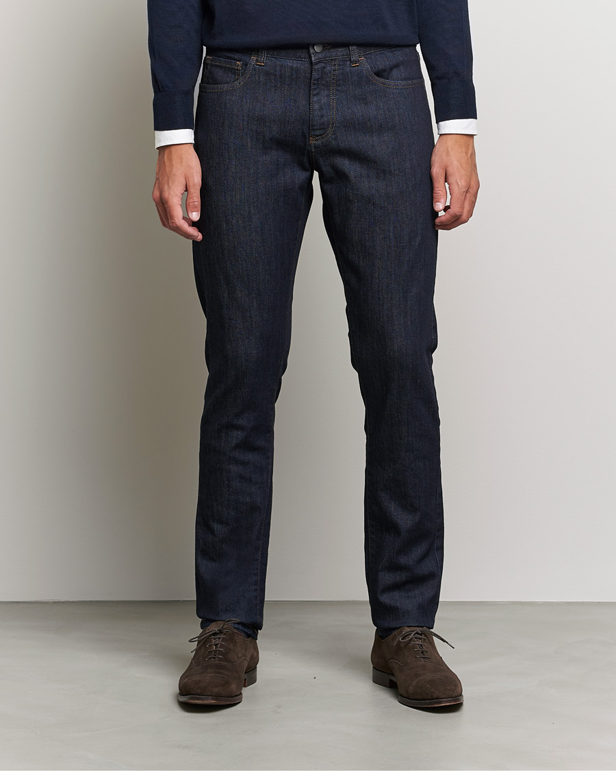 Mies | Tapered fit | Canali | Slim Fit Stretch Jeans Dark Rinse